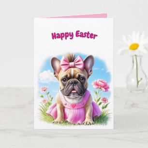 Französische Bulldogge Blumen Ostern Französische Karte