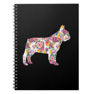 Französische Bulldogge Blumenmuster farbenfrohes Notizblock
