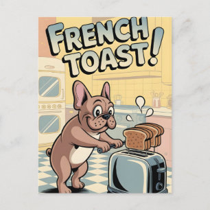 Französische Bulldogge Breakfast Cartoon-Art Feiertagspostkarte