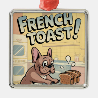 Französische Bulldogge Breakfast Cartoon-Art Ornament Aus Metall