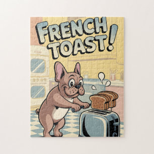 Französische Bulldogge Breakfast Cartoon-Art Puzzle