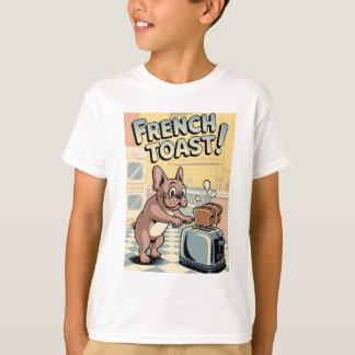 Französische Bulldogge Breakfast Cartoon-Art T-Shirt