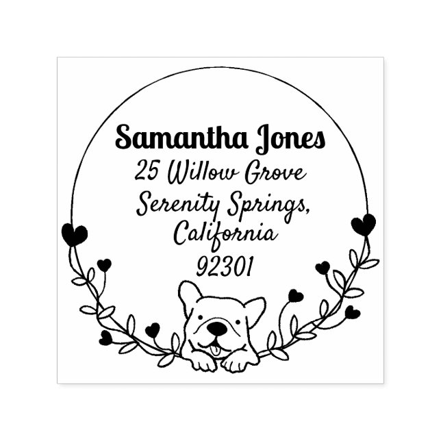 Französische Bulldogge-Briefmarke Permastempel (Design)