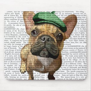 Französische Bulldogge Browns mit grünem Hut 2 Mousepad