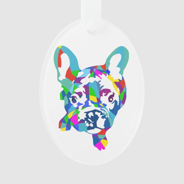 Französische Bulldogge Bunt Ornament (Vorderseite)