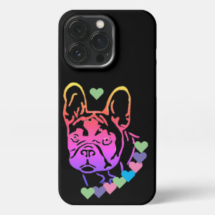 Französische Bulldogge bunte Herzen Valentinstag iPhone 13 Pro Hülle