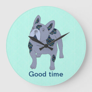 Französische Bulldogge Cartoon French Bulldog Große Wanduhr