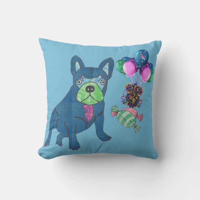 Französische Bulldogge Cartoon French Bulldog Kissen (Vorderseite)