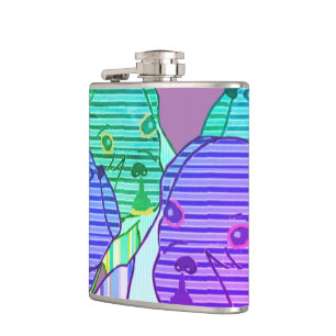 Französische Bulldogge Comic Neon French Bulldog Flachmann