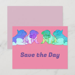 Französische Bulldogge Comic Neon French Bulldog Save The Date
