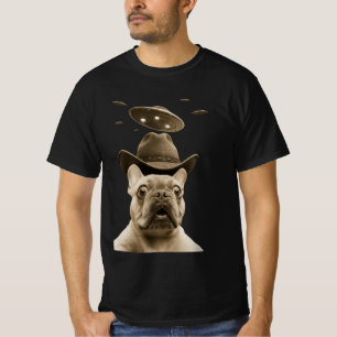 Französische Bulldogge Cowboy UFO T-Shirt