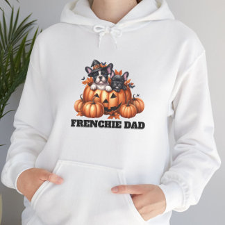 Französische Bulldogge Dad Halloween Kürbisse Hoodie