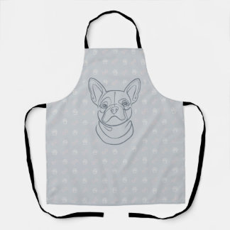 Französische Bulldogge Dekoratives Linienkunstmust Schürze