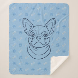 Französische Bulldogge Dekoratives Linienkunstmust Sherpadecke