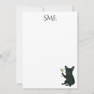 Französische Bulldogge Dirty Martini Monogramm Bri Einladung
