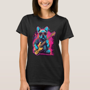 Französische Bulldogge E-Gitarre Rockmusik 1 T-Shirt