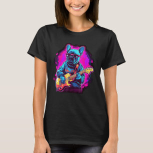 Französische Bulldogge E-Gitarre Rockmusik 8 T-Shirt