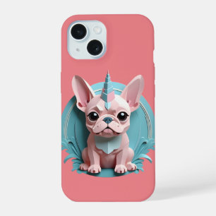 Französische Bulldogge Einhorn Pastell Papierkunst iPhone 15 Hülle