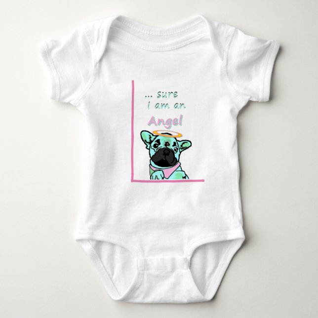 Französische Bulldogge Engel French Bulldog Baby Strampler (Vorderseite)