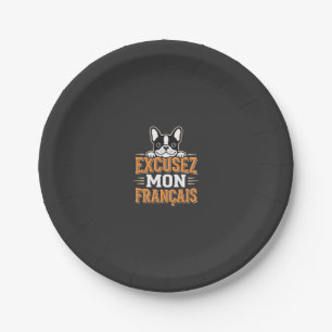 Französische Bulldogge Excusez Mon Franais Design Pappteller