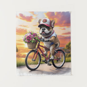 Französische Bulldogge Fahrrad French Bulldog Wandteppich