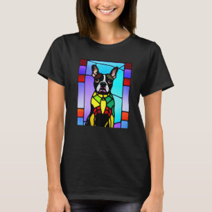 Französische Bulldogge - Farbige Buntglas Pop Art  T-Shirt