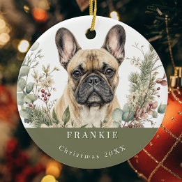Französische Bulldogge Fawn Hunderasse Wasserfarbe Keramik Ornament