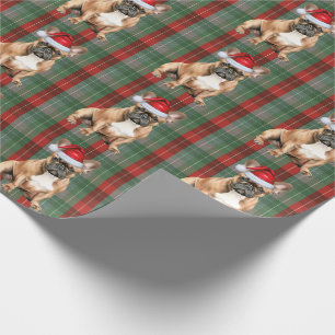 Französische Bulldogge Feiertag Rot Grün Kariert W Geschenkpapier