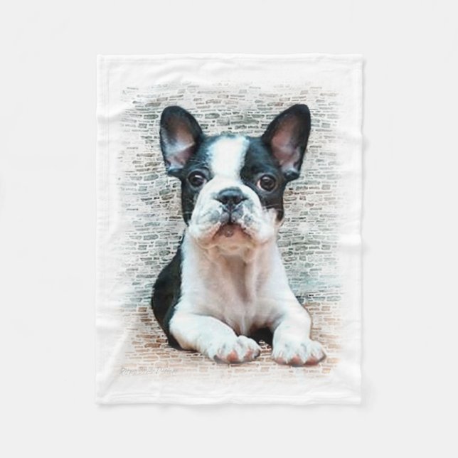 Französische Bulldogge Fleecedecke (Vorderseite)