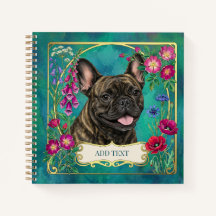 Französische Bulldogge Floral Botanisch Türkis Not