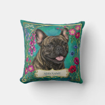 Französische Bulldogge Florale Botanische Kissen