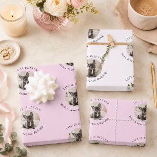 Französische Bulldogge Foto Das Leben ist besser R Geschenkpapier Set