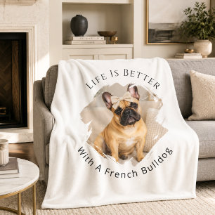 Französische Bulldogge Foto Leben ist besser Fleecedecke