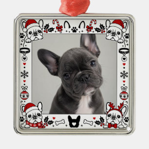 Französische Bulldogge Foto Rahmen Süße Hündin Ornament Aus Metall