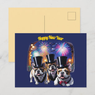 Französische Bulldogge Frack French Bulldog Neujah Feiertagspostkarte