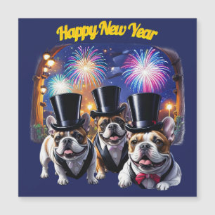 Französische Bulldogge Frack French Bulldog Neujah Magnetkarte