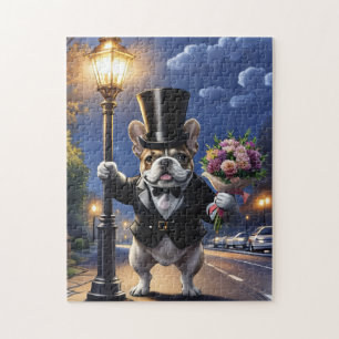 Französische Bulldogge French Bulldog Blumenstrauß Puzzle