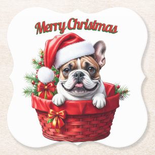 Französische Bulldogge French Bulldog im Korb Untersetzer