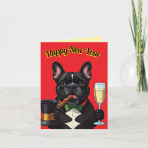 Französische Bulldogge French Bulldog Neujahr Feiertagskarte