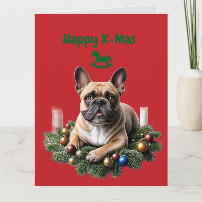 Französische Bulldogge French Bulldog  Weihnachten Karte (Vorderseite)