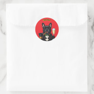 Französische Bulldogge French Bulldog Zigarre Runder Aufkleber