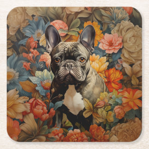 Französische Bulldogge Frenchie Garten-Tapete Gebu Rechteckiger Pappuntersetzer