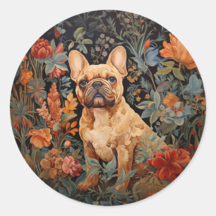 Französische Bulldogge Frenchie Garten-Tapete Gebu Runder Aufkleber