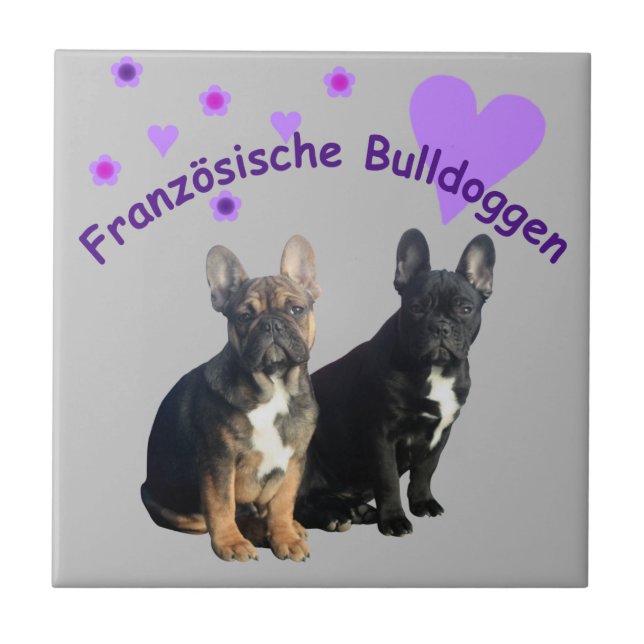 Französische Bulldogge Freunde French Bulldog Fliese (Vorderseite)