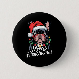 Französische Bulldogge Frohe Frenchiemas Weihnacht Button