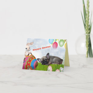 Französische Bulldogge Frohe Ostern Französische B Feiertagskarte