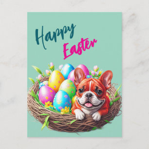 Französische Bulldogge Frohe Ostern Französische B Postkarte