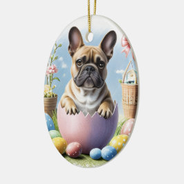 Französische Bulldogge Frohe Ostern French Bulldog Keramik Ornament