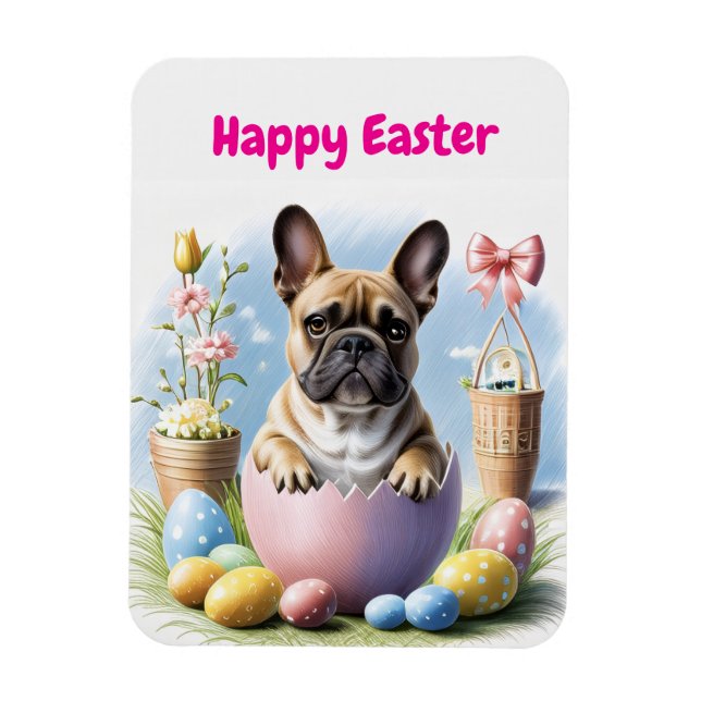 Französische Bulldogge Frohe Ostern French Bulldog Magnet (Vertikal)