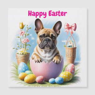 Französische Bulldogge Frohe Ostern French Bulldog Magnetkarte